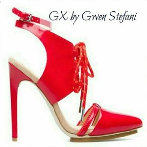 GX Gwen Stefani Y2K Streetwear Chiyo heels RED Lace up Ankle Wrap Stilettos 9